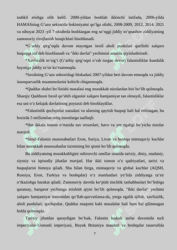 Yaqin Sharq mintaqasida ziddiyatli vaziyat sabablari tarixi 7