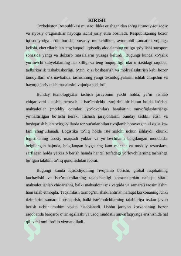 KORXONANING TAQSIMLASH TARMOG’INI SHAKLLANTIRISH KURS ISHI 2