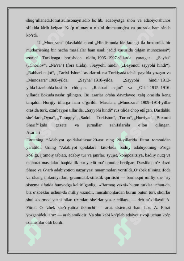 Abdurauf Fitratning “Adabiyot qoidalari” risolasi 2
