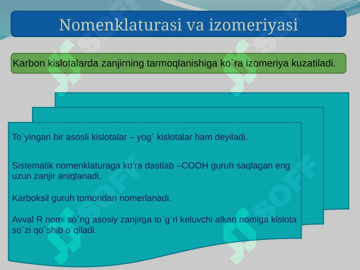 To'yingan bir atomli karbon kislatalar 6