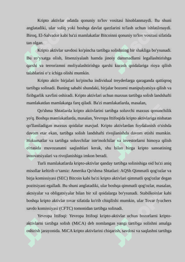 Turli mamlakatlarda kriptovalyutalarni qonuniy tartibga solish 4