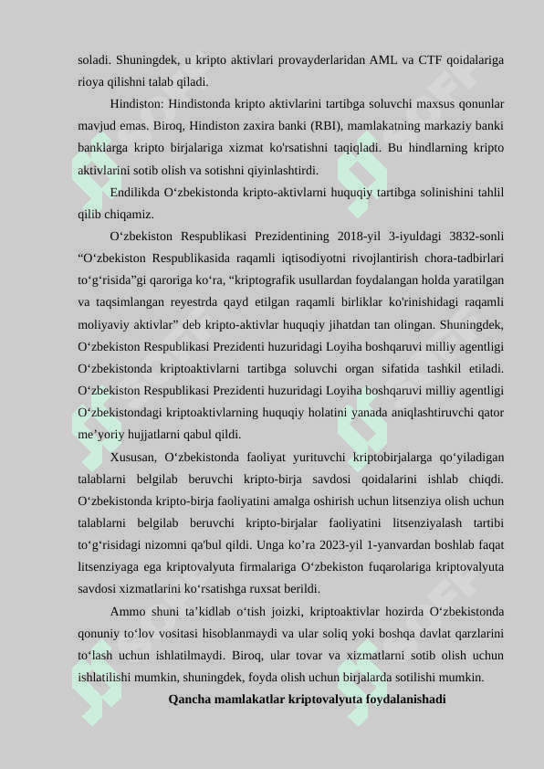 Turli mamlakatlarda kriptovalyutalarni qonuniy tartibga solish 5
