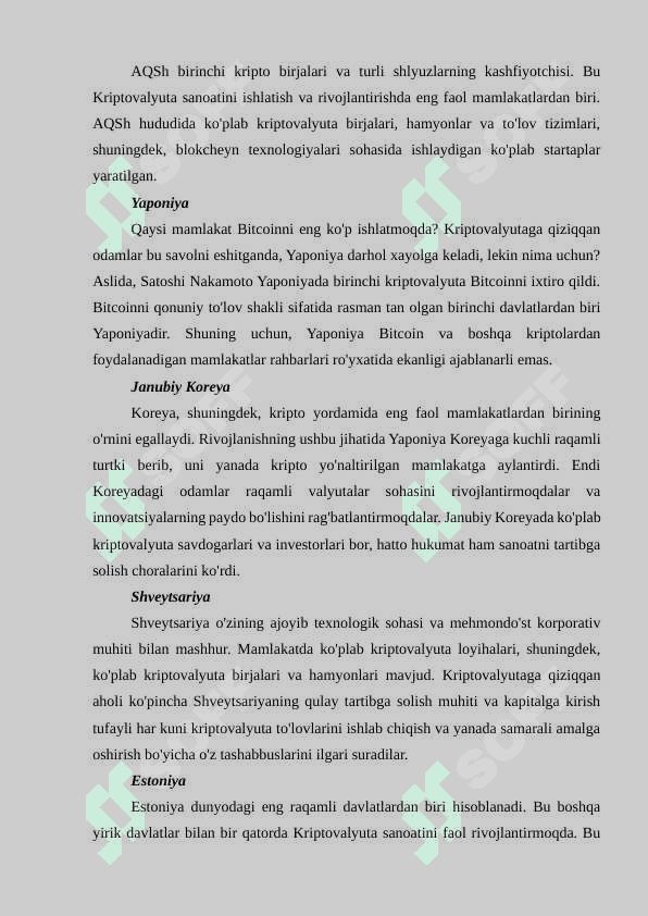 Turli mamlakatlarda kriptovalyutalarni qonuniy tartibga solish 7