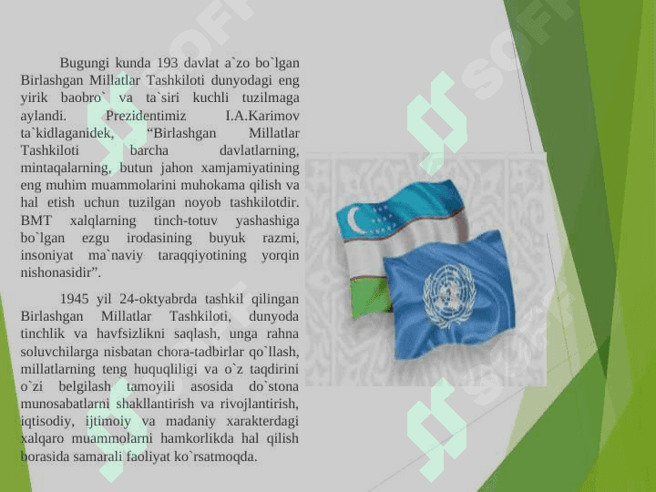 O'zbekiston Respublikasi va BMT hamkorlik munosabatlari 7