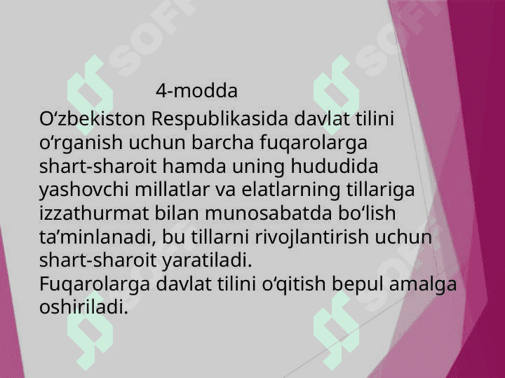O‘ZBEKISTON RESPUBLIKASINING “DAVLAT TILI HAQIDA”GI QONUNLARI 6