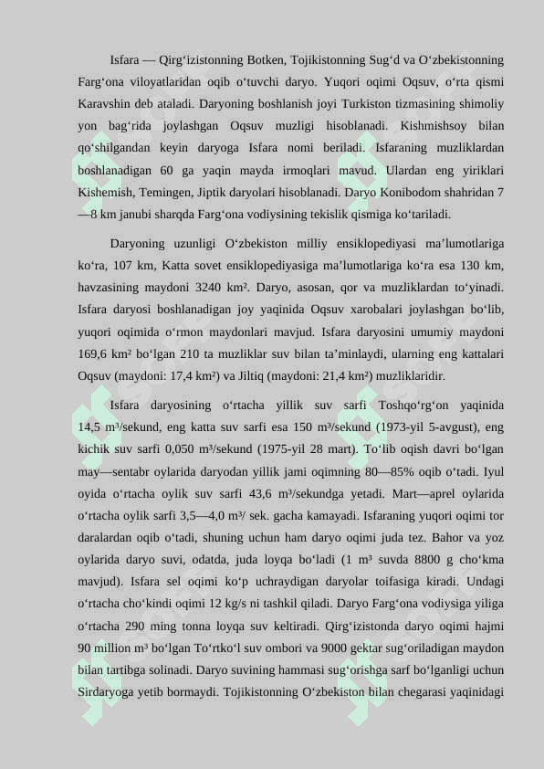 ISFARA DARYOSI. 2