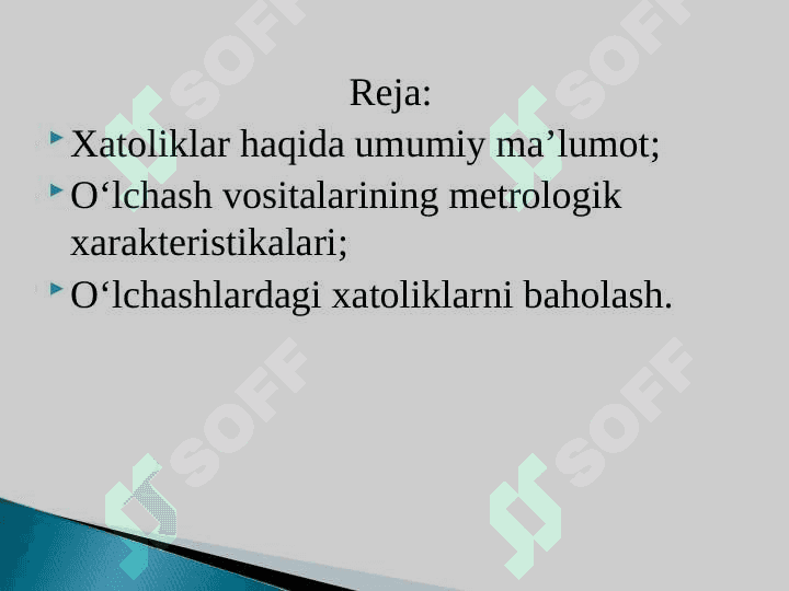 O'LCHASH XATOLIKLARI VA ULARNING KLASIFIKATSIYASI 2