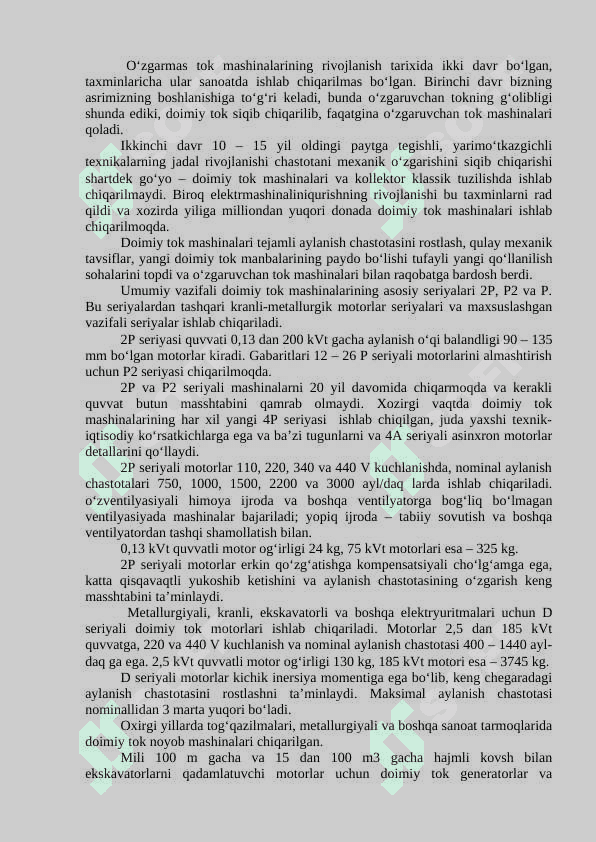 O’zgarmas tok elektr yuritmalarini tormozlash. Elektr energiyasini tarmoqqa qaytarish usuli. 2