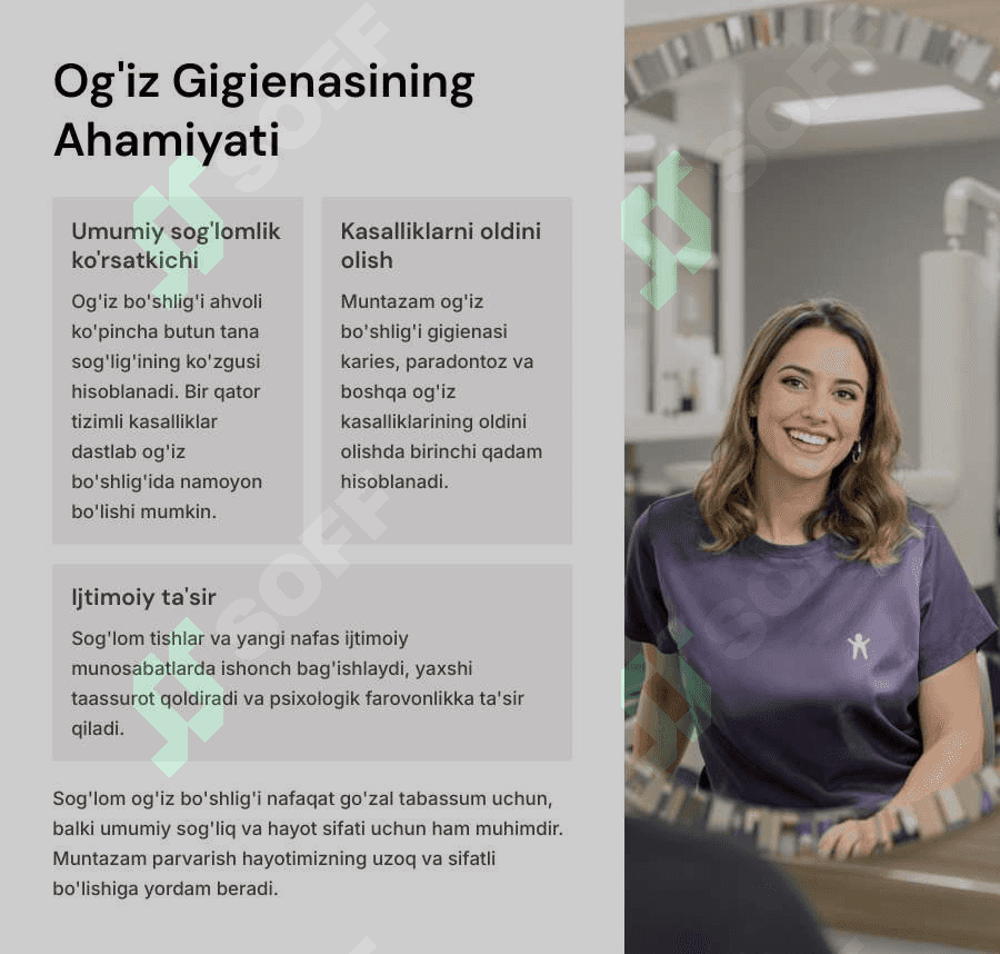 Ogiz bo'shligi shaxsiy gigienasi qoidalari. 2