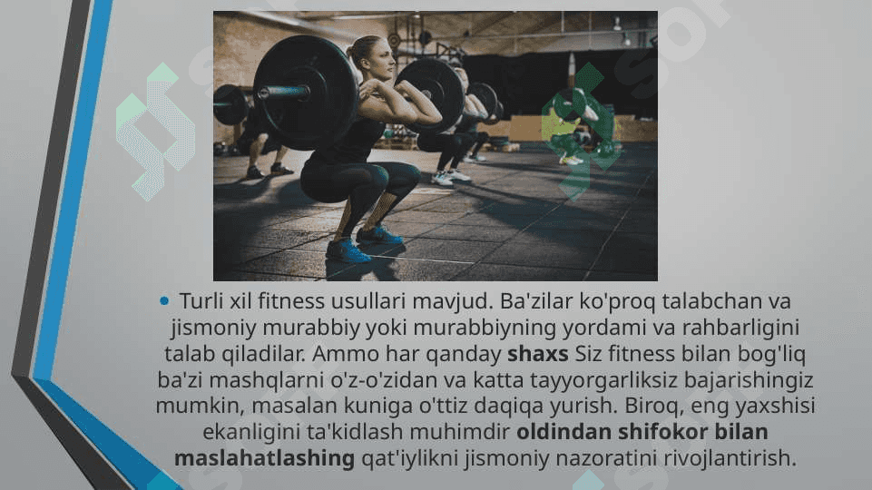 Fitnes tushunchasi, turli yo’nalishlari va usullari. 4