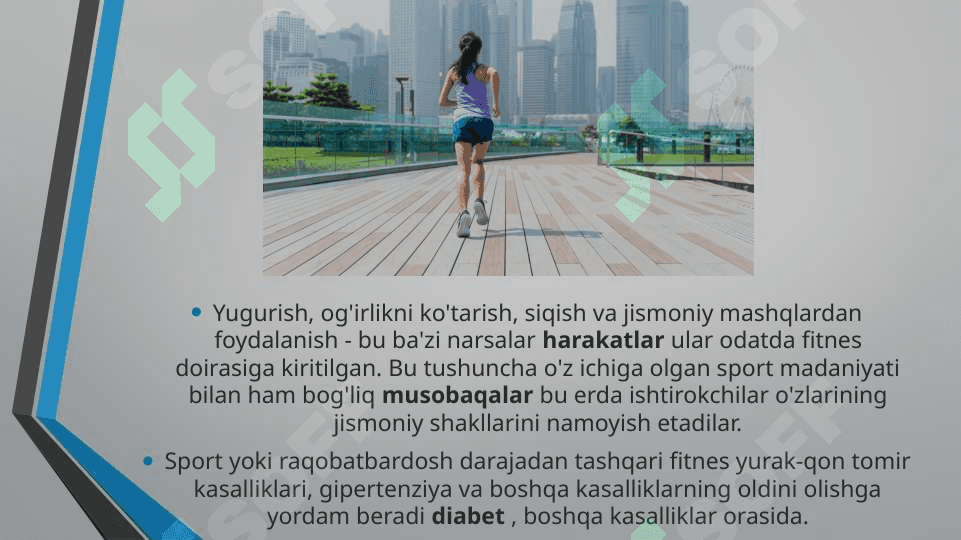Fitnes tushunchasi, turli yo’nalishlari va usullari. 5
