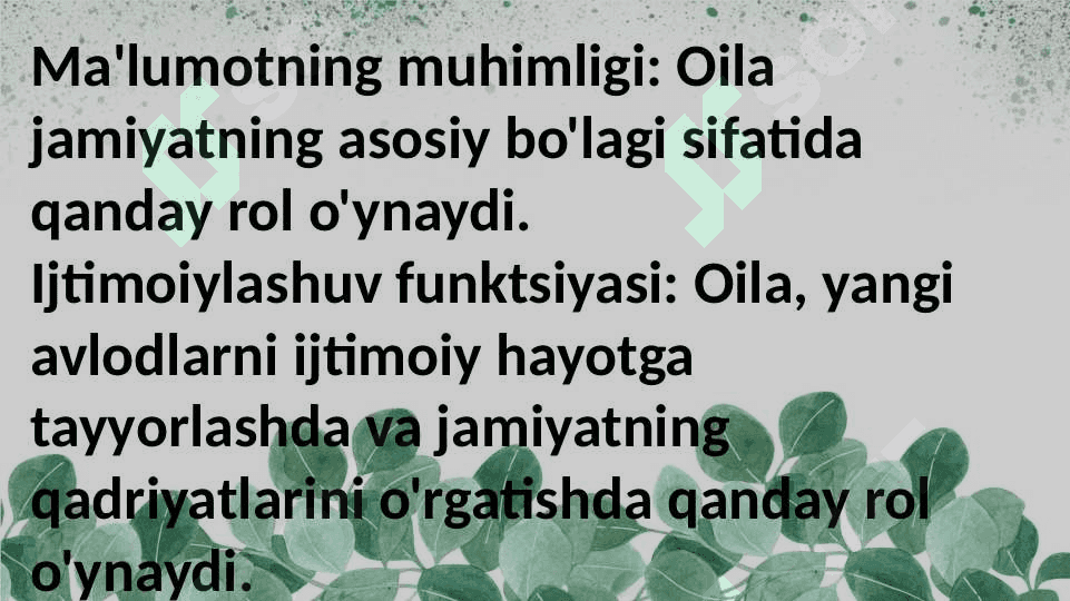 oila va uning asosiy funktsiyalarini shakllantirish 2