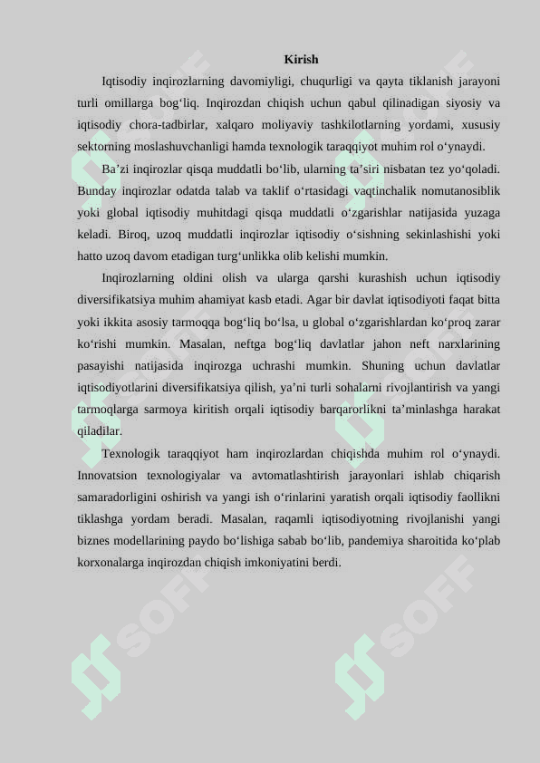 Iqtisodiy o’sish sikllari va inqirozlari 2