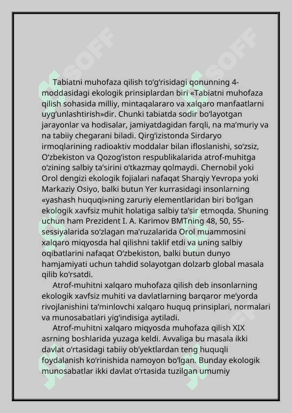 ATROF MUHITNI MUHOFAZA QILISHDA XALQARO HARAKAT 2