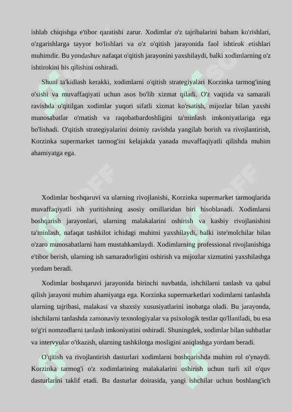 KORZINKA SUPERMARKET ICHKI SIYOSATI 5