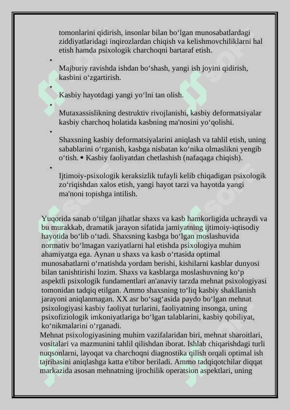 Kasb psixologiyasining predmeti, vazifalari va  amaliy sohalari. 4