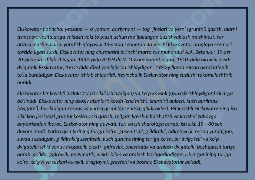 Ekiskavatorlar ishlash pirintsipi 2