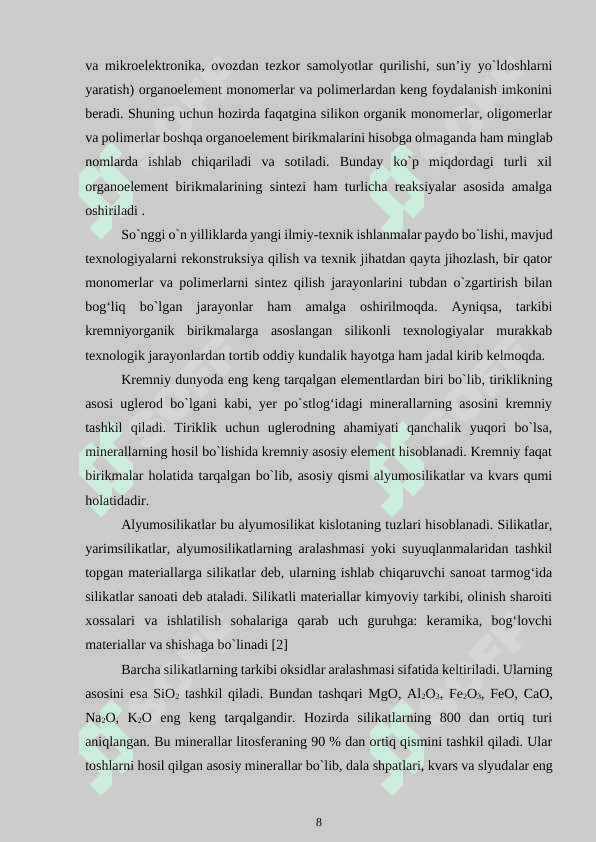 KREMNIYORGANIK BIRIKMALARNING UMUMIY TAVSIFI 7