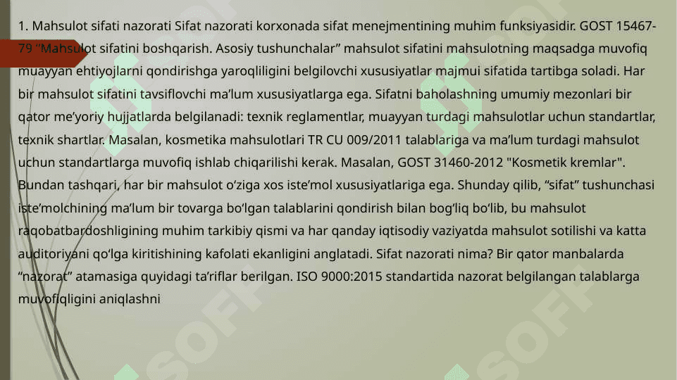 Mahsulot sifati nazorati fanidan tayyorlagan taqdimoti 2