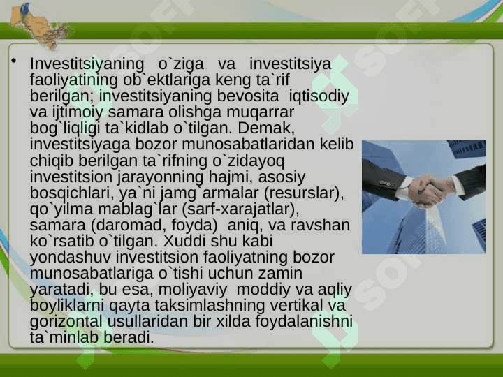 Investitsiya va investitsion siyosat 7