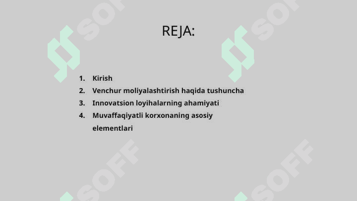 Innovatsion loyihani venchurli moliyalashtirish 2