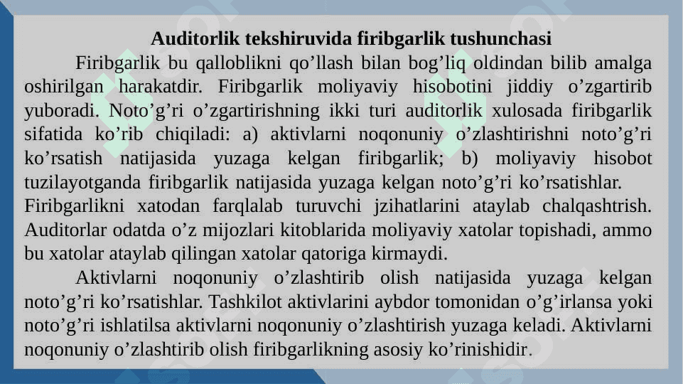 AUDITORLIK TEKSHIRUVIDA FIRIBGARLIKNI ANIQLASH 4