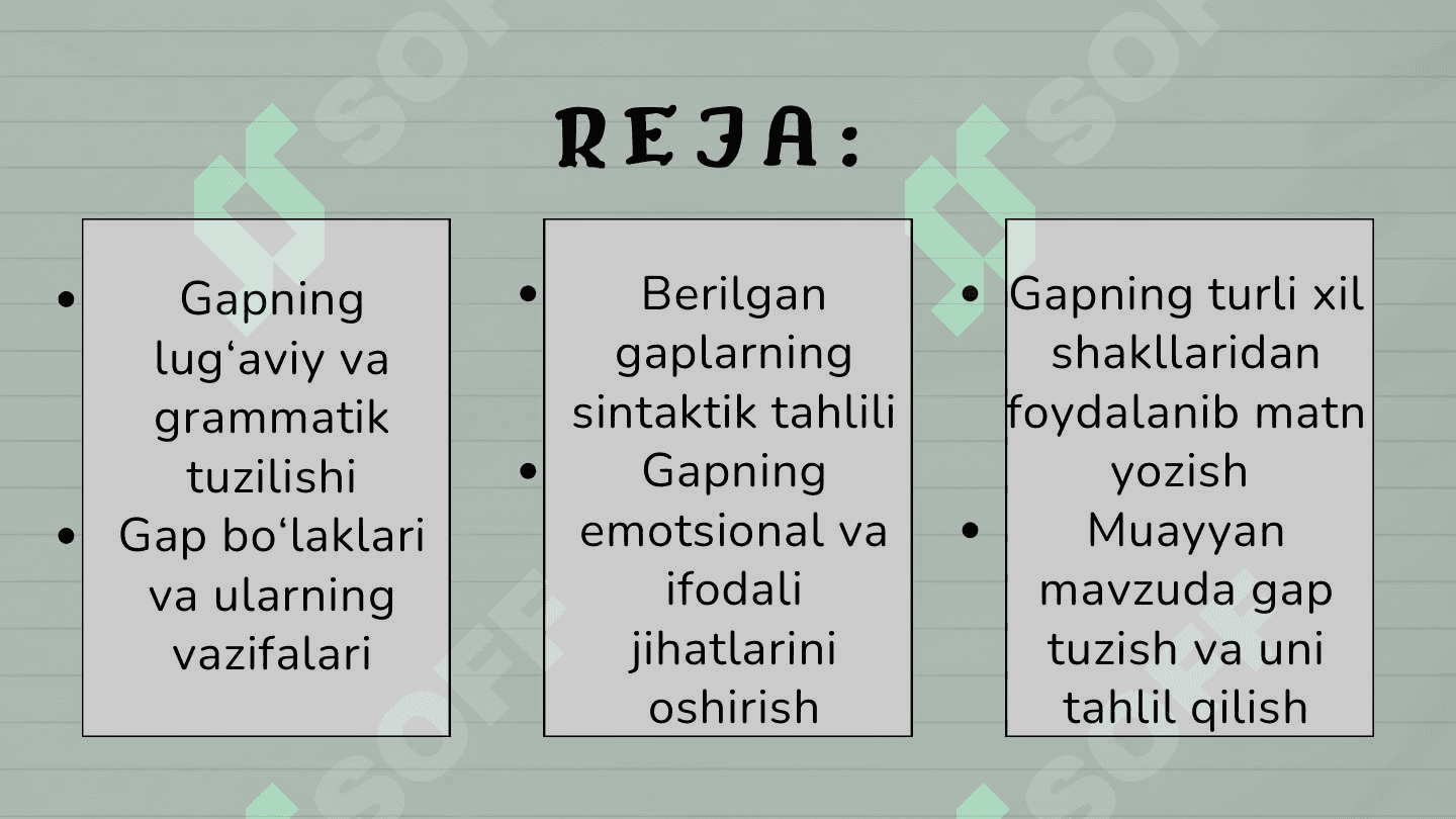 Gap ustida ishlashga oid mustaqil ishlar 2