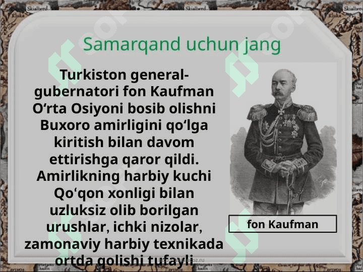 Buxoro amirligiga rossiya protector órnatilishi 9- ózb.pptx 2