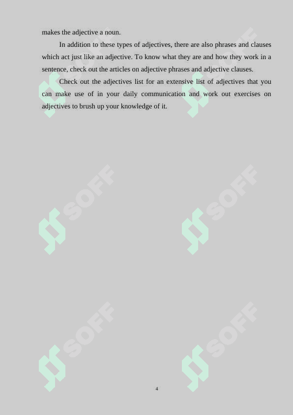 The characteristic features of the adjective as a part of speech. 4