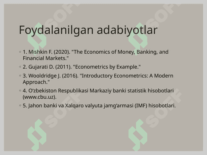 Tijorat banklarining kredit portfelini ekonometrik modellashtirish 8
