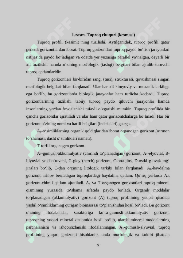 Tuproq profilida elementlar migratsiyasi. 5