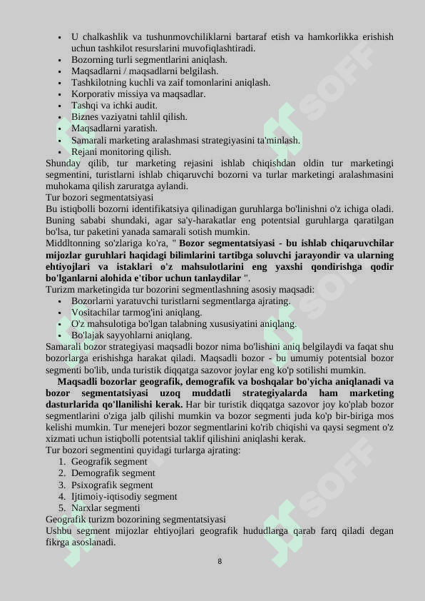 Turizm marketingining  rivojlanish tendensiyalari 8