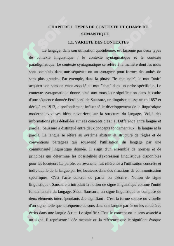 TYPES DE CONTEXTE, TYPES DE SENS ET VARIANTES LEXICO-SEMANTIQUES DU MOT, CHAMP SEMANTIQUE. PROBLEMES DE MONOSEMIE, POLYSEMIE, HYPER-HYPONYMIE 7