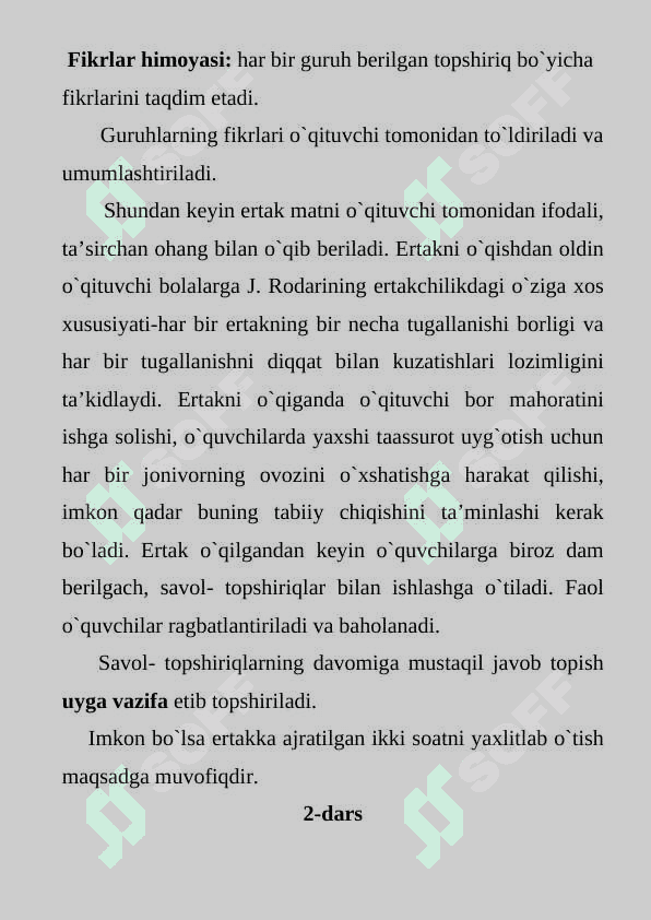 Janni Rodari "Hurishni eplolmagan kuchukcha" dars ishlanma 8