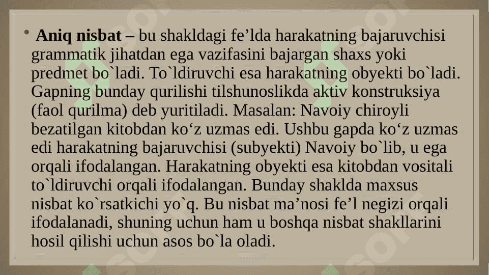 Fe’l nisbati va mayillari 7