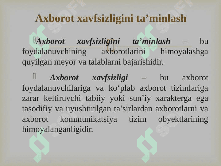 Axborot xavfsizligini ta’minlash usullari. 3