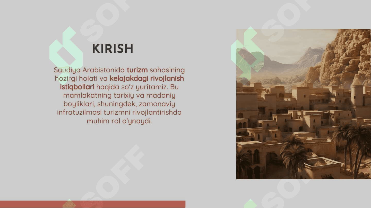 Saudiya arabistonining davlatida turizm va uning istiqbollari 2