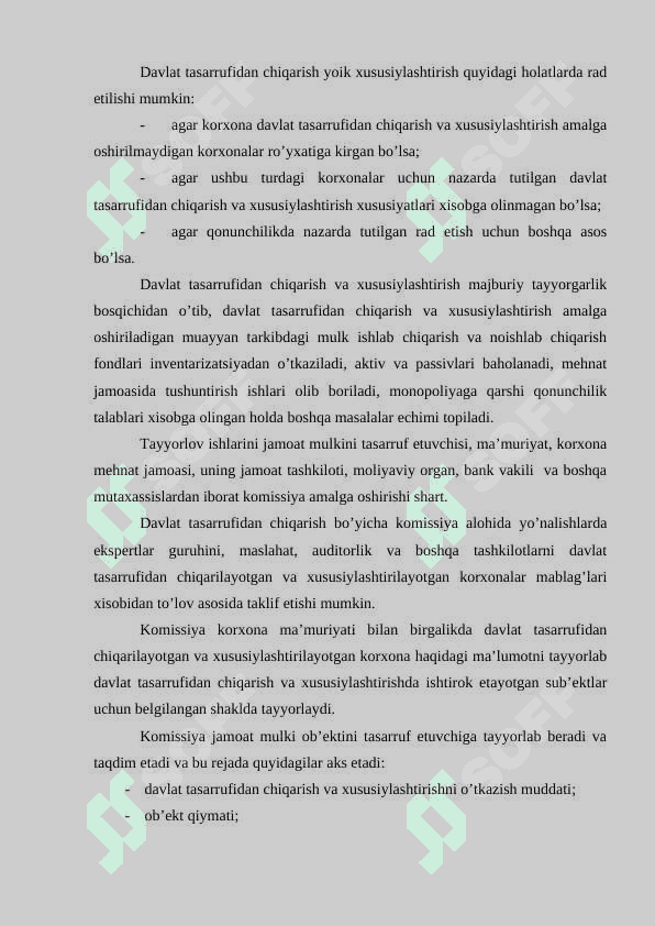 O'zbeistonda xususiylashtirish jarayonlarining bosqichlar va vazifalari 6