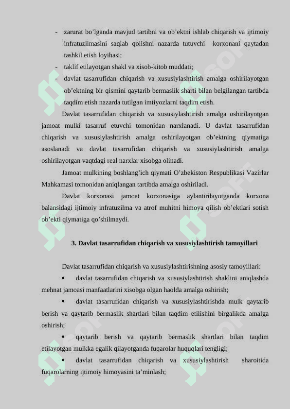 O'zbeistonda xususiylashtirish jarayonlarining bosqichlar va vazifalari 7