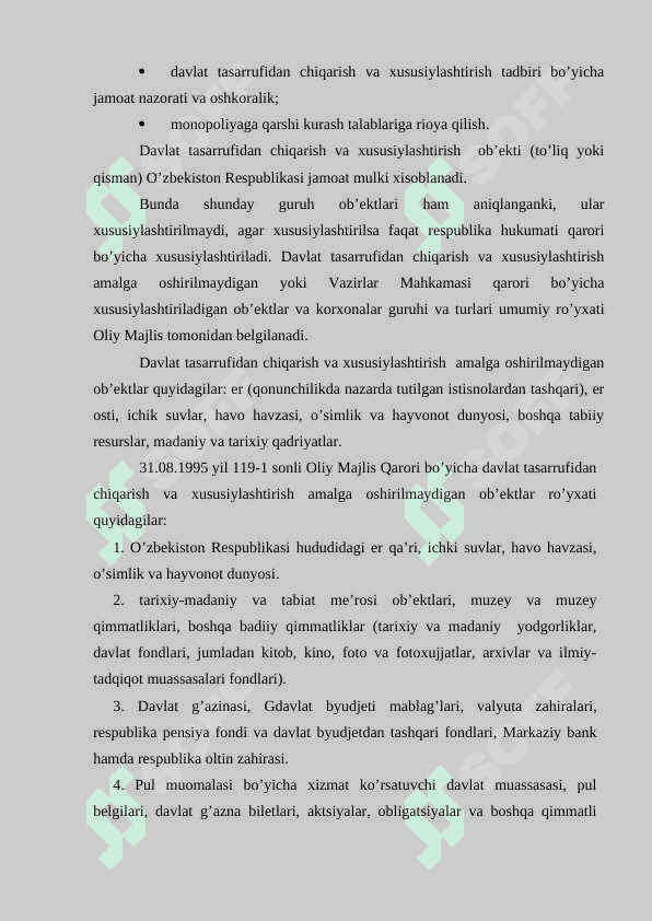 O'zbeistonda xususiylashtirish jarayonlarining bosqichlar va vazifalari 8