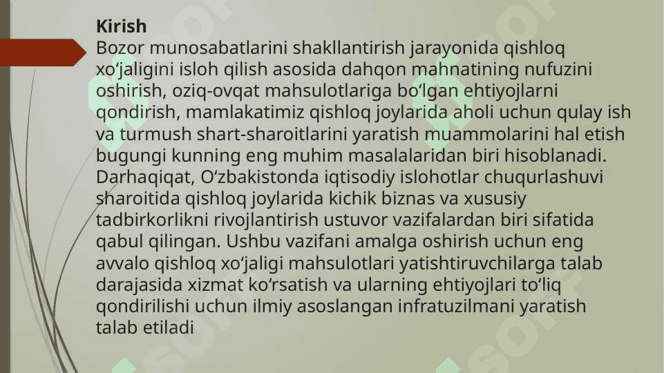 Qishloq xo'jaligida infrastruktura ahamiyati 2