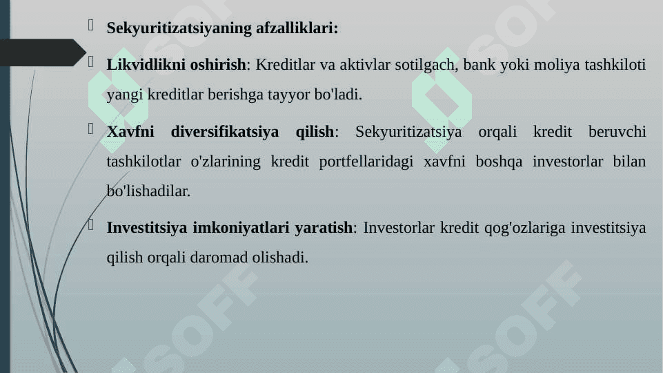 KREDIT SOTISH VA SEKYURITIZATSIYA JARAYONI 6