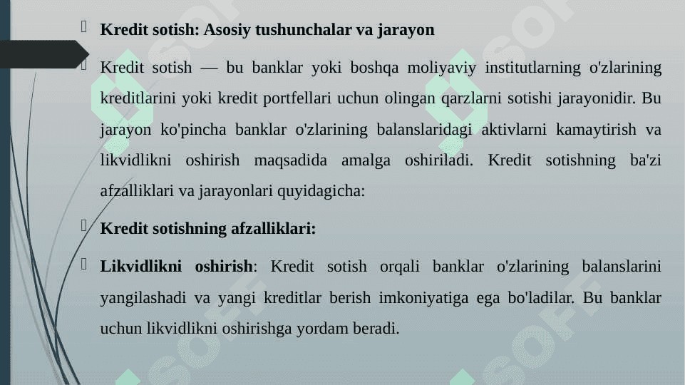 KREDIT SOTISH VA SEKYURITIZATSIYA JARAYONI 7