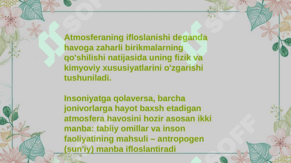 ATMOSFERA HAVOSINI MUHOFAZA QILISH METODLARI 8