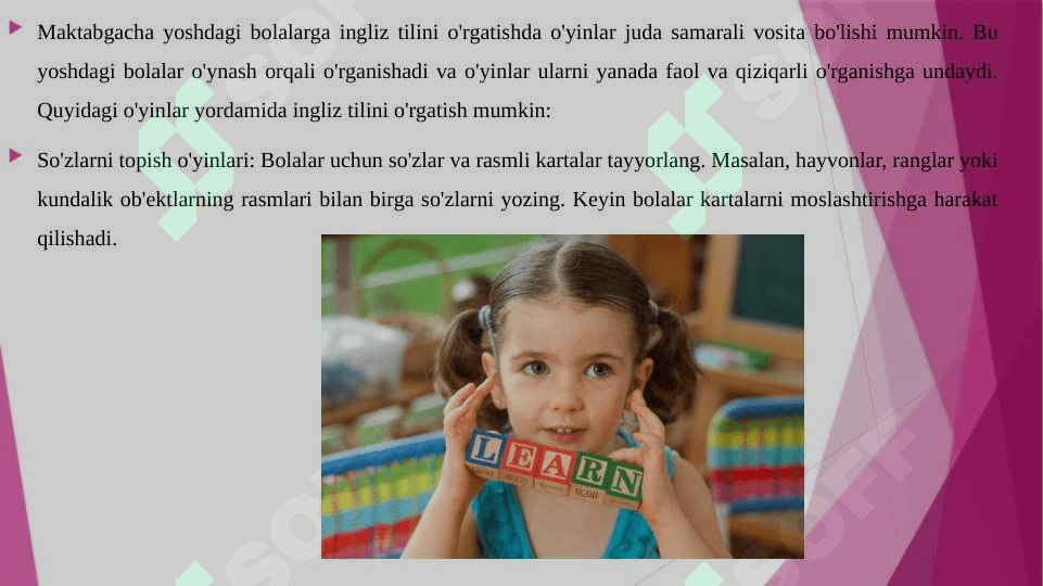 O'YINLAR YORDAMIDA MAKTABGACHA YOSHDAGI BO'LGAN BOLALARGA INGLIZ TILINI O'RGATISH 3