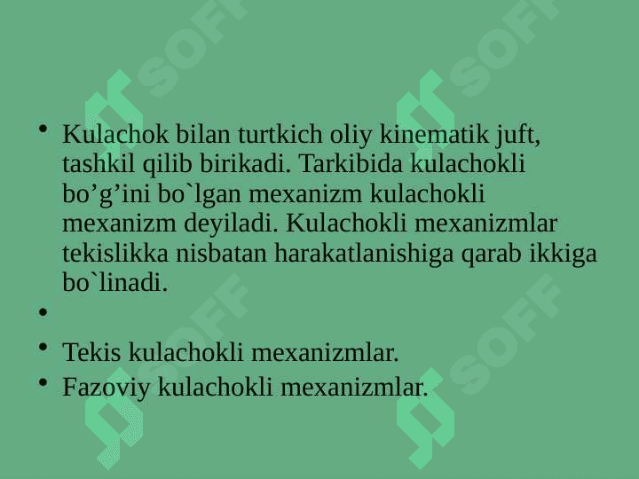 Kulachokli mexanizmlar  kinematik loyihalash 4
