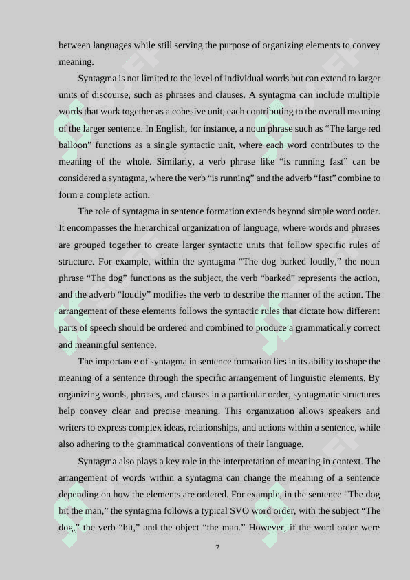 SYNTAGMA AND ITS USE 7