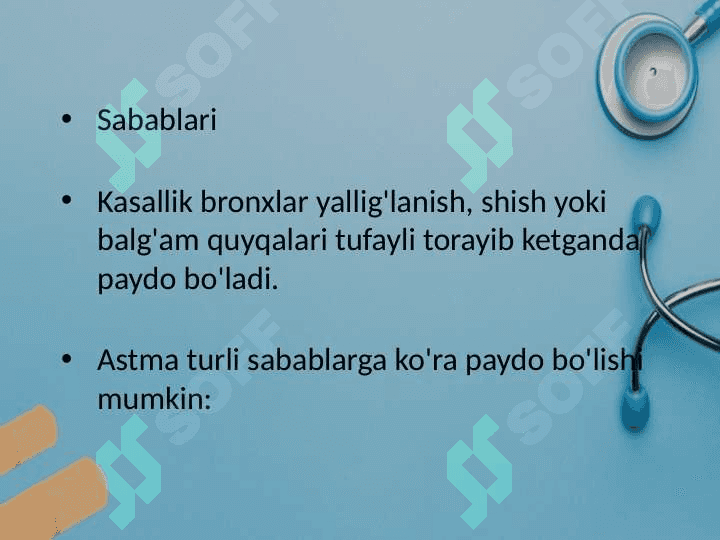 Bronxial astma. O‘pka emfizemasi. 7