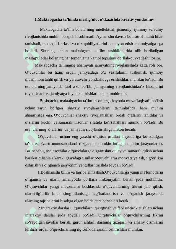 Maktabgacha ta’lim mashg‘ulot (faoliyat)turlari 2