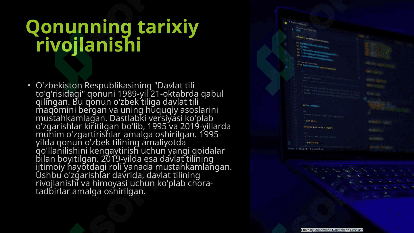 O'zbekiston Respublikasining "Davlat tili to'g'risidagi" qonuni 3